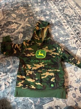 John Deere Camouflage Kids Hooded Sweatshirt with Yellow Logo
